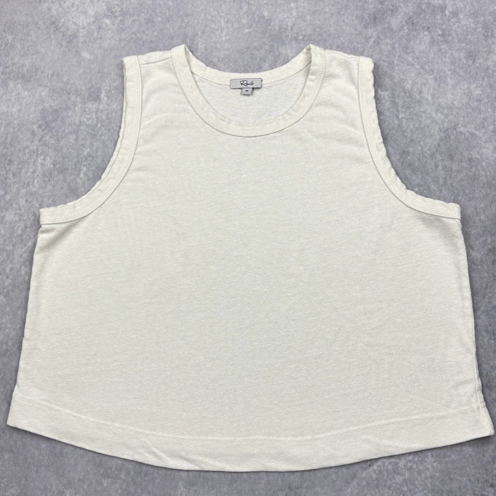 Rails Womens Medium Porcelain Off White Hemp Organic Cotton Boxy Tank Top 637A